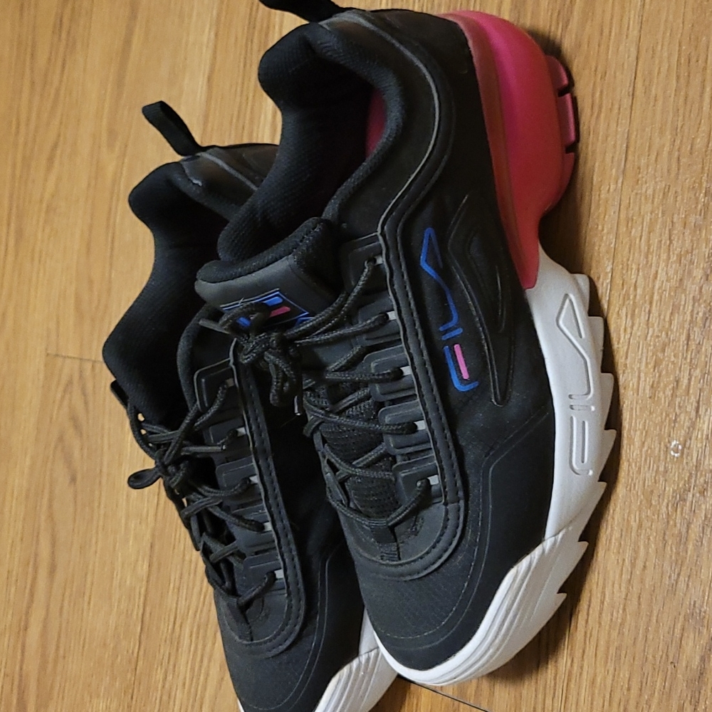 Fila Disruptor black and pink, size 10,fits like 9